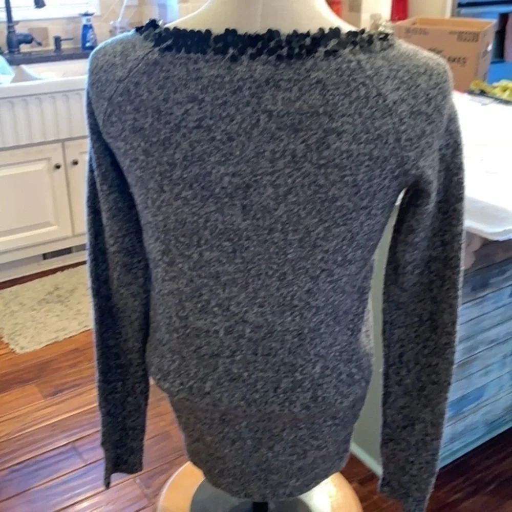 J crew 100% lambs wool long sleeve sweater black sequins detail